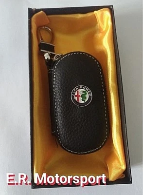 E.R. MOTORSPORT Portachiavi in cuoio scatola regalo Alfa Romeo 147 156 159 Mito Giulietta
