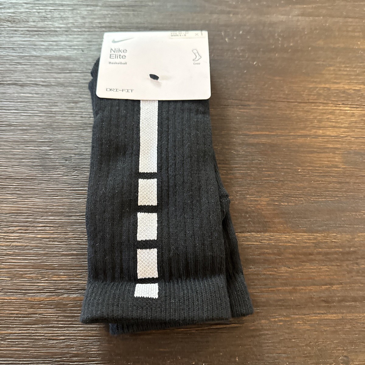 Nike Elite Crew Basketball Socks DRI-FIT Small Black SX7622-013
