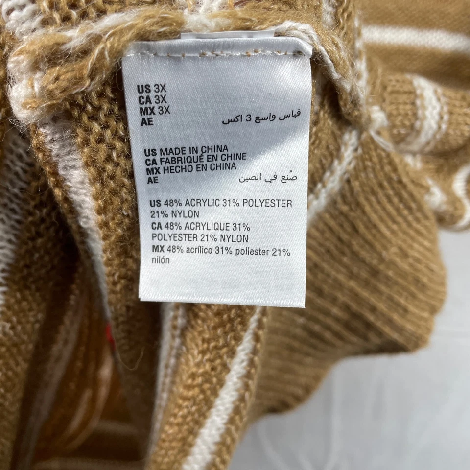 Suéter Style & Co Mujer Talla Grande 3X Camel Tostado Blanco Rayas Tejido Manga Larga Foto 4 de 4