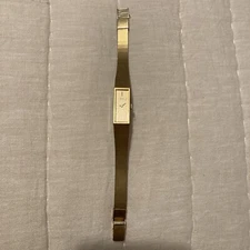 1990s Ladies' Gold-Plated Seiko Quartz Watch with Rectangular Dial