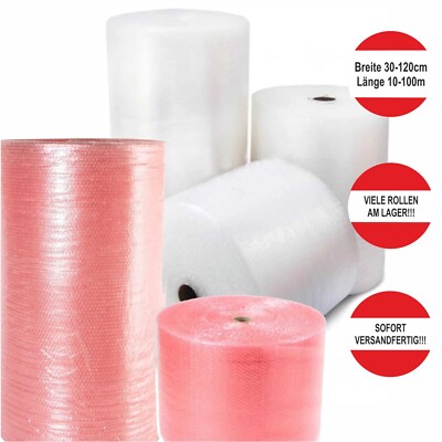 Luftpolsterfolie Polsterfolie Verpackungsmaterial 30 40 50 60 75 100 120cm Rolle