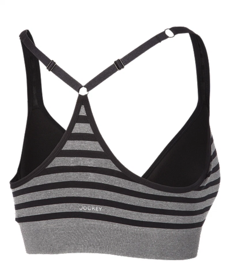 Sujetador deportivo Jockey copa moldeada rayas negro profundo estilo #8558 NUEVO Foto 3 de 3