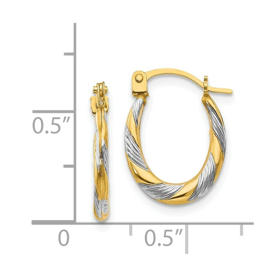14K Two Tone Gold Twisted Textured Hinged Hoop Earrings Madi K Childrens Jewelry Foto 3 de 3