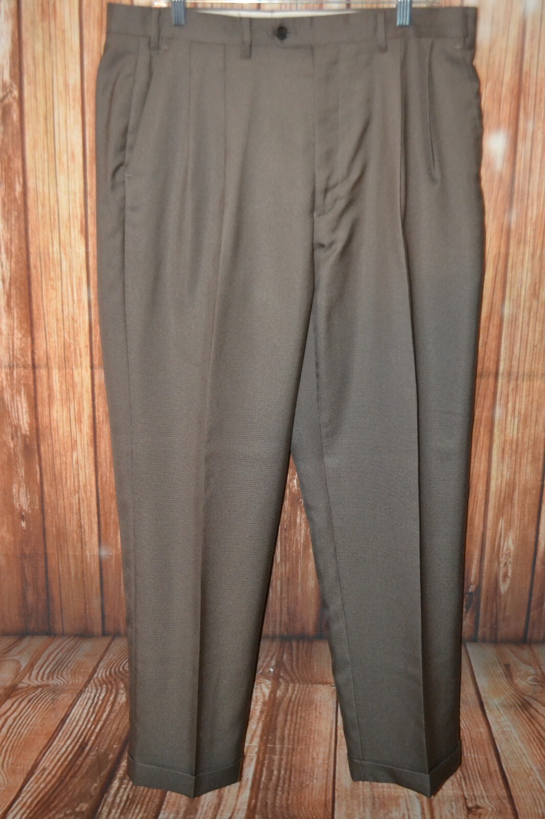 Ralph Ralph Lauren Men Light Brown Black Checked Dress Pants Size 36x32 thumbnail 8