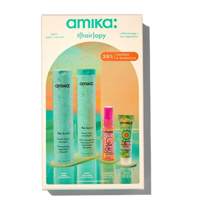 Amika T(hair)apy Repair Wash Set - Shampoo, Conditioner, Primer, Mask