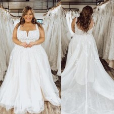 Bohemian Plus Size Wedding Dresses Lace Appliques A Line White Bridal Gowns