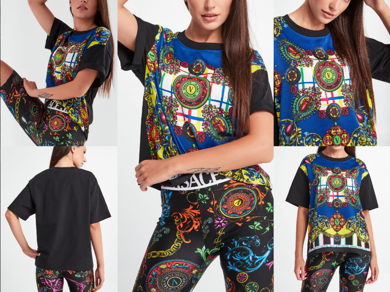 Versace Jeans Couture Patterned Baroque Top Blouse Shirt Oversized T-Shirt S