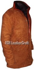 Veste manteau col fourrure en cuir véritable daim Sheriff Walt Longmire Robert