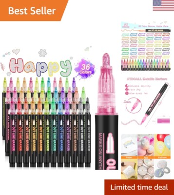36 Colors Shimmer Markers - Double Line Outline Marker Set - DIY Art Crafts