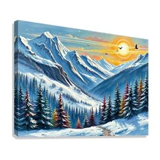Snowy Mountain Nature Art Print 43735