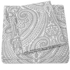 Sweet Home Collection 1800 Count Gray Paisley Print 4 Piece Microfiber Sheet Set