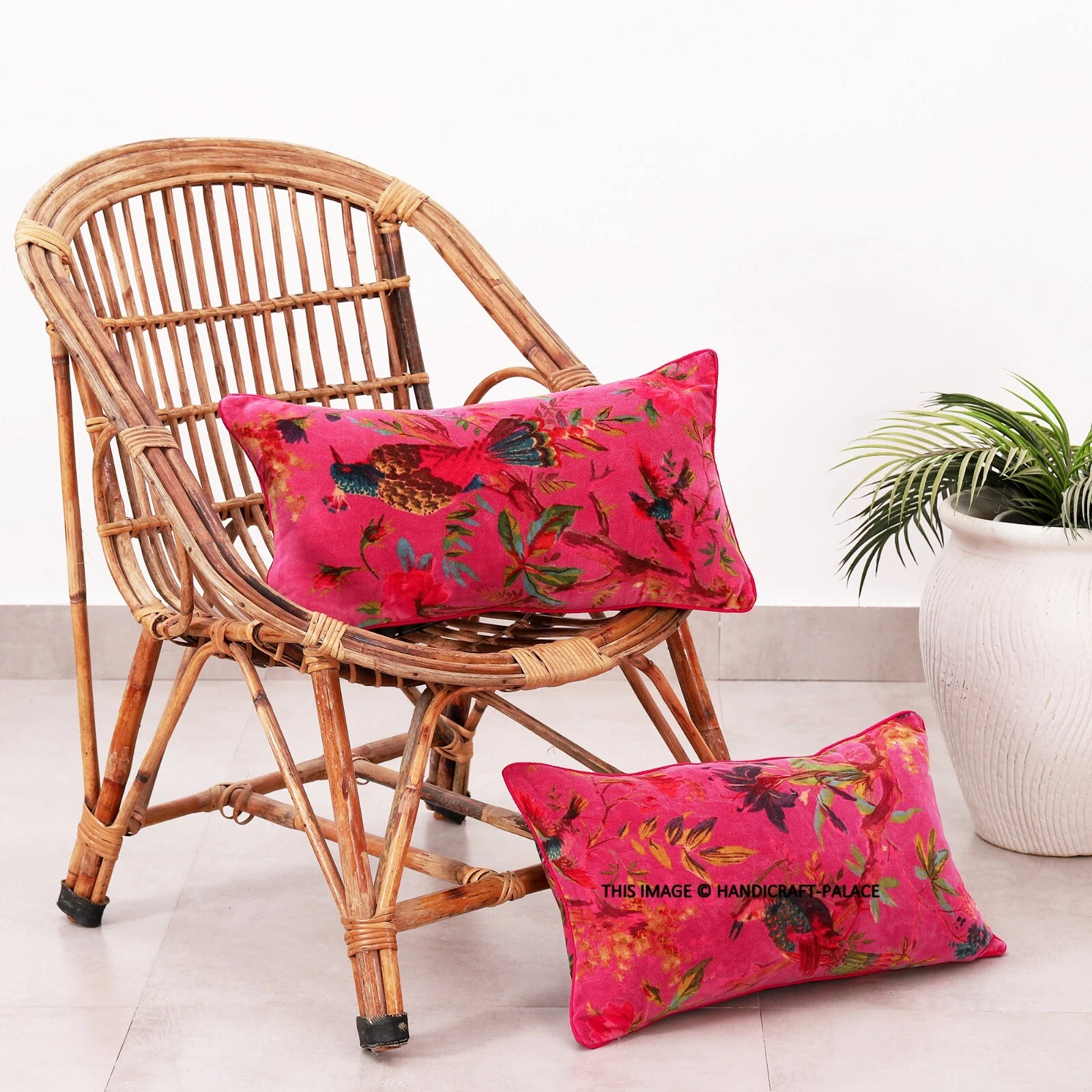 Pink Velvet Printed Soft Cushion Cover Pillow Case Sofa Waist Throw Pack of 2