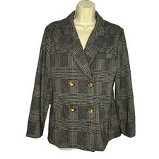 Heartloom Revolve Plaid Double Breasted Blazer Relaxed Fit Women's M Brown