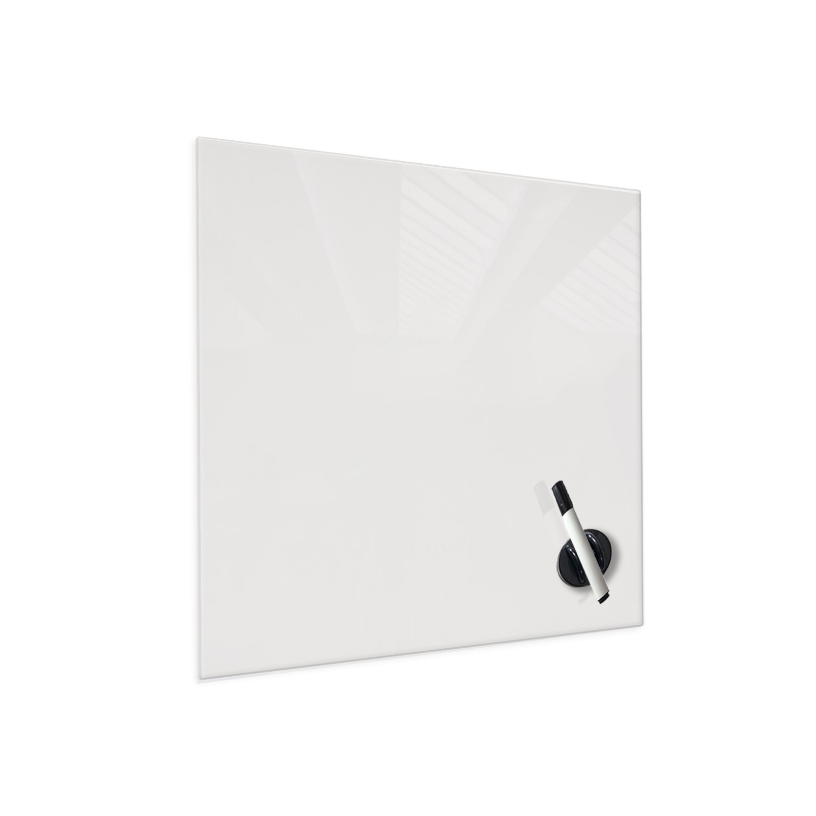 Magnetic Glass Board Dry Erase Floating Frameless Wall Mounted w/ Marker & Tray