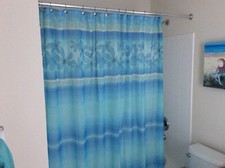 South Beach Floral Fabric Shower Curtain Tropical Aqua Blue Green- Gorgeous- NEW