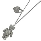 Christian Dior Teddy Bear Rhinestones Necklace Pendant Used T8