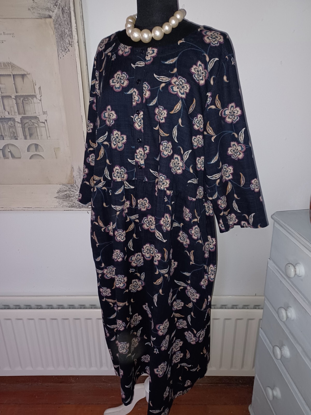 Seasalt Millgrain Midi Dress BLACK Marble Flower UK 20 eBay