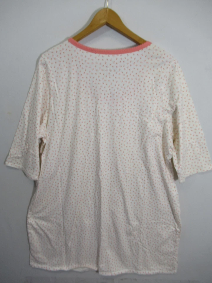 Cacique Night Shirt Pajama Top Plus Size 22/24 Cotton 3/4 Sleeve - Image 4 of 4