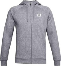 New Under Armour Mens 4XL Grey Rival Fleece Full-Zip Drawstring Hoodie 1359028