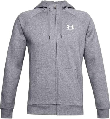 New Under Armour Mens 4XL Grey Rival Fleece Full-Zip Drawstring