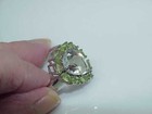 Sterling Peridot & Pear Quartz Ring Sz: 9~ 8.2Gr Vintage Gallery Huge 10.00ct — photo 5