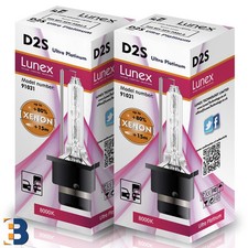 2 x D2S Genuine LUNEX XENON 8000K BULB P32d-2 35W Original 8000K Ultra Platinum