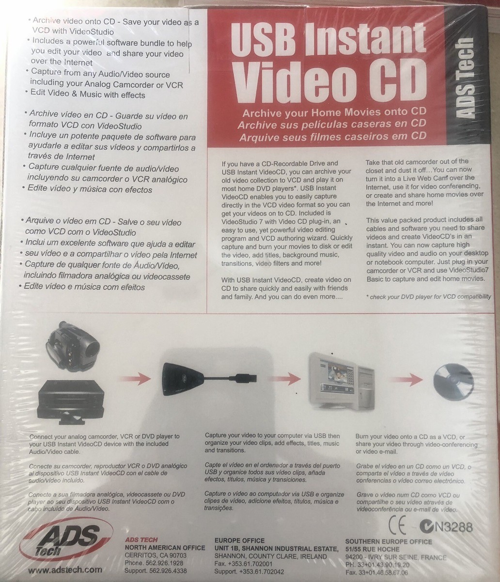 ADS Tech USB Instant Video CD Covert Old VHS Tapes To Video CD