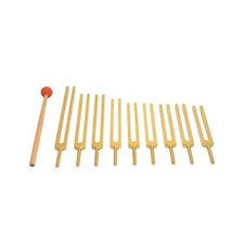 Gold Finish 9 Pc Sacred Solfeggio Tuning Fork Set
