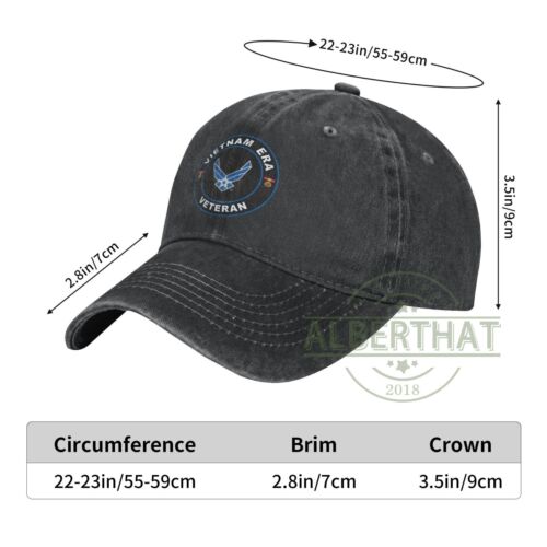 Cappello da baseball regolabile in denim unisex veterano dell'era Air Force Vietnam - Foto 6 di 8