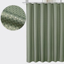 Extra Long Fabric Shower Curtain Waterproof With Hooks Weighted Hem 180x180cm