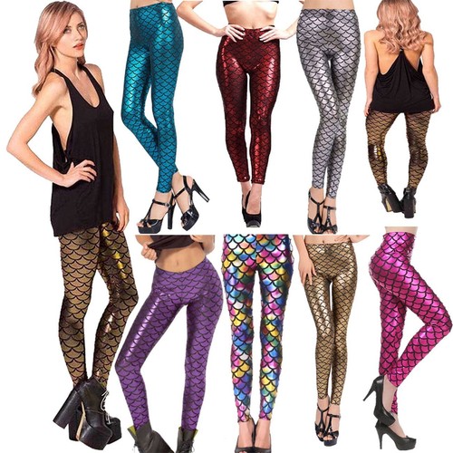 Womens Metallic Mermaid Legging Ladies 