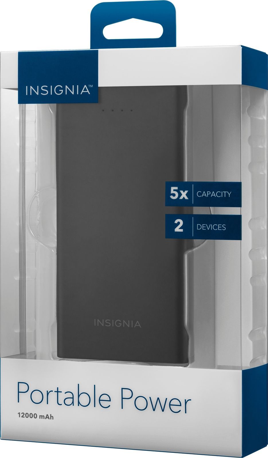Insignia 12,000 mAh Portable Charger for Most USB-Enabled Devices - Black