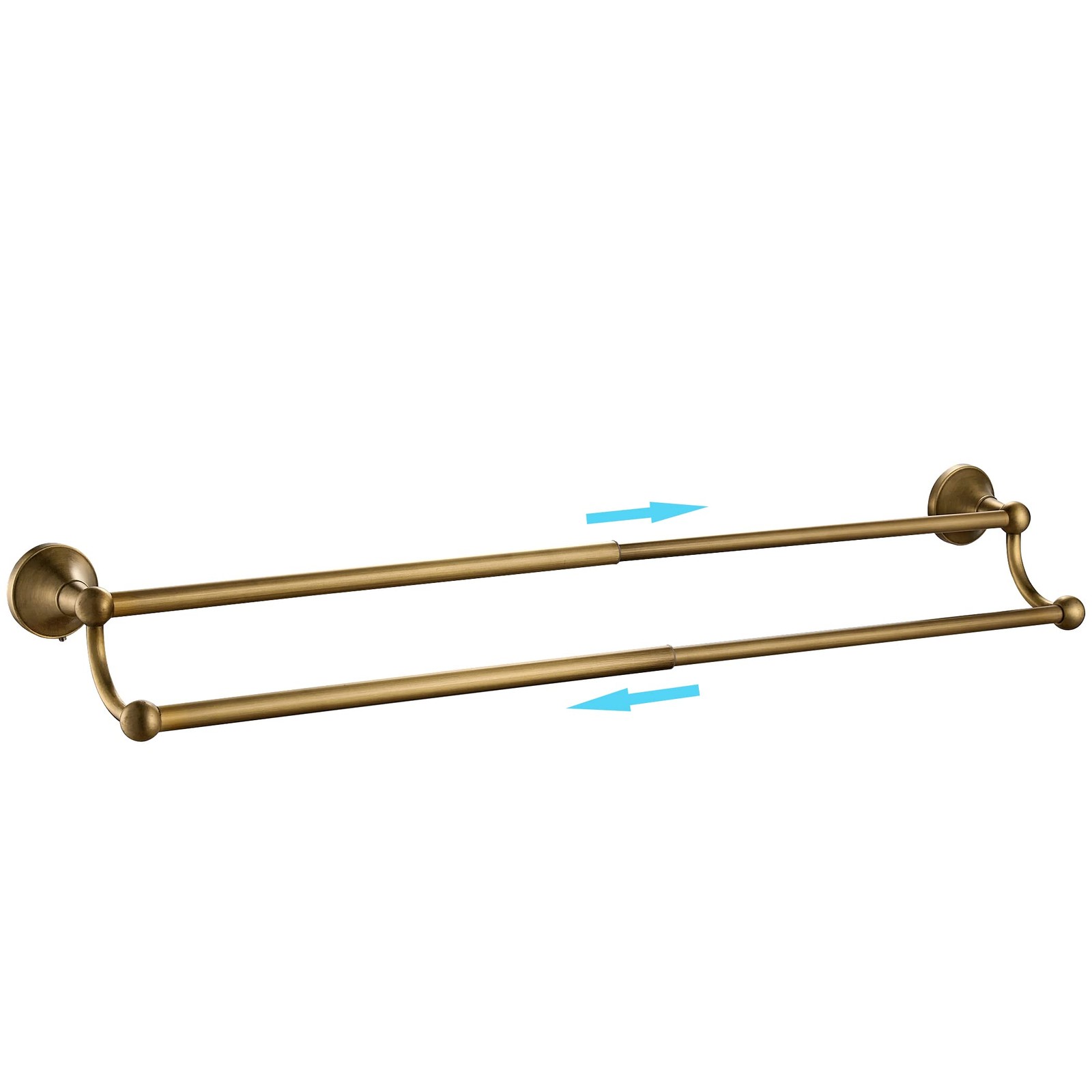 Bar,adjustable Towel Rack Holder Double Bathroom Wall Mou...