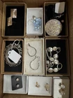 VTG LOT OF 22 UNSIGNED COSTUME JEWELRY. EARRINGS NECKLACES, BROOCHES & BRACELET