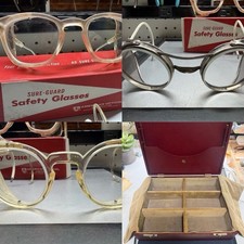 American Optical Lot of 3 Deadstock Safety Glasses w/RA AO Travel Box Never worn