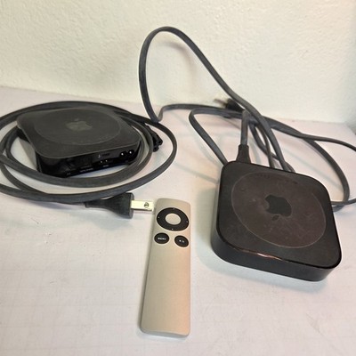 Two Apple TV 3rd Gen HD Media Streamer Box, Power Cord & 2 Remotes Untested