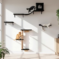 Wall Mounted Cat Furniture Set of 4   4 in 1 Cat Wall Shelves with Hammock, B...