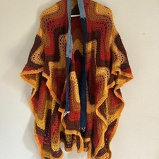 UPCYCLED Redesigned Unique Afghan and Denim Shaw Cape. One size vintage