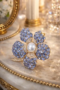 Authentic CINER 18K Gold Plated Pave Crystal Brooch / Pendant