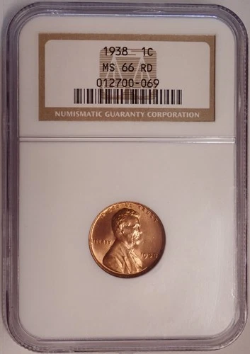 1938 Lincoln Cent NGC MS66 RD Red