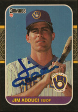 1987 Donruss #495 Jim Adduci - AUTOGRAPHED - Brewers - Inv# 0175
