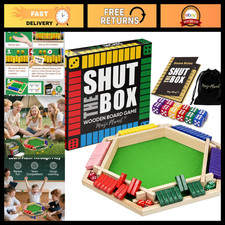 Classic Shut The Box Game - Wooden Math Dice Board Game for 2-6 Players, Fun Fam
