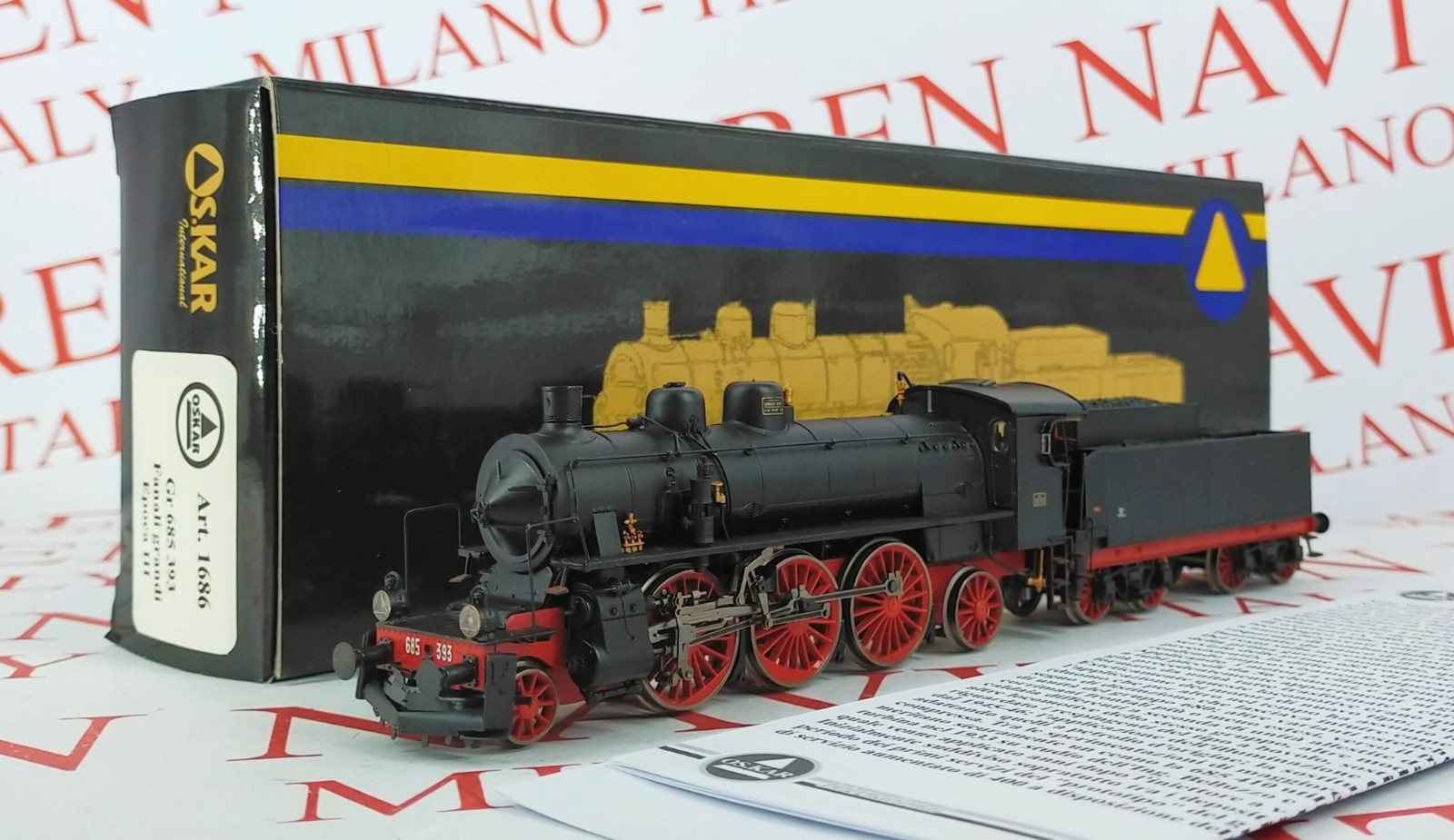 OS.KAR 1686 - H0 1/87 - LOCO A VAPORE Gr 685.393 FANALI A PETROLIO FS - EP.III