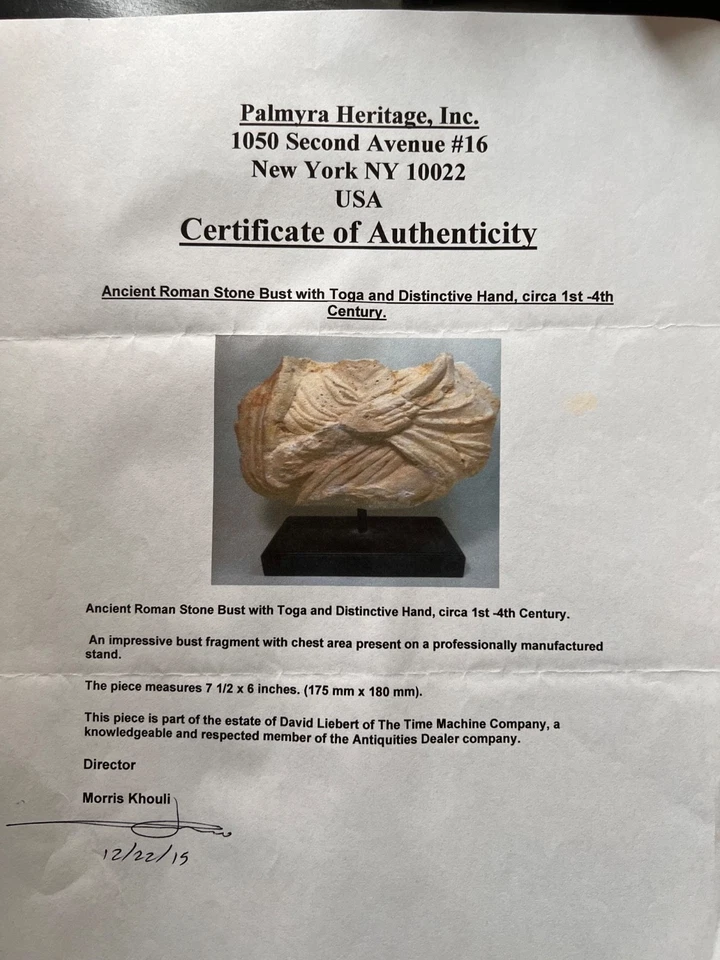 Roman Stone Toga Bust 1st-4th Century AD - Image 3 of 4