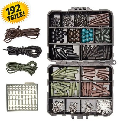 192tlg Karpfen Zubehör Set Tacklebox Safety Clips Wirbel Haken Rig Tube Boilie