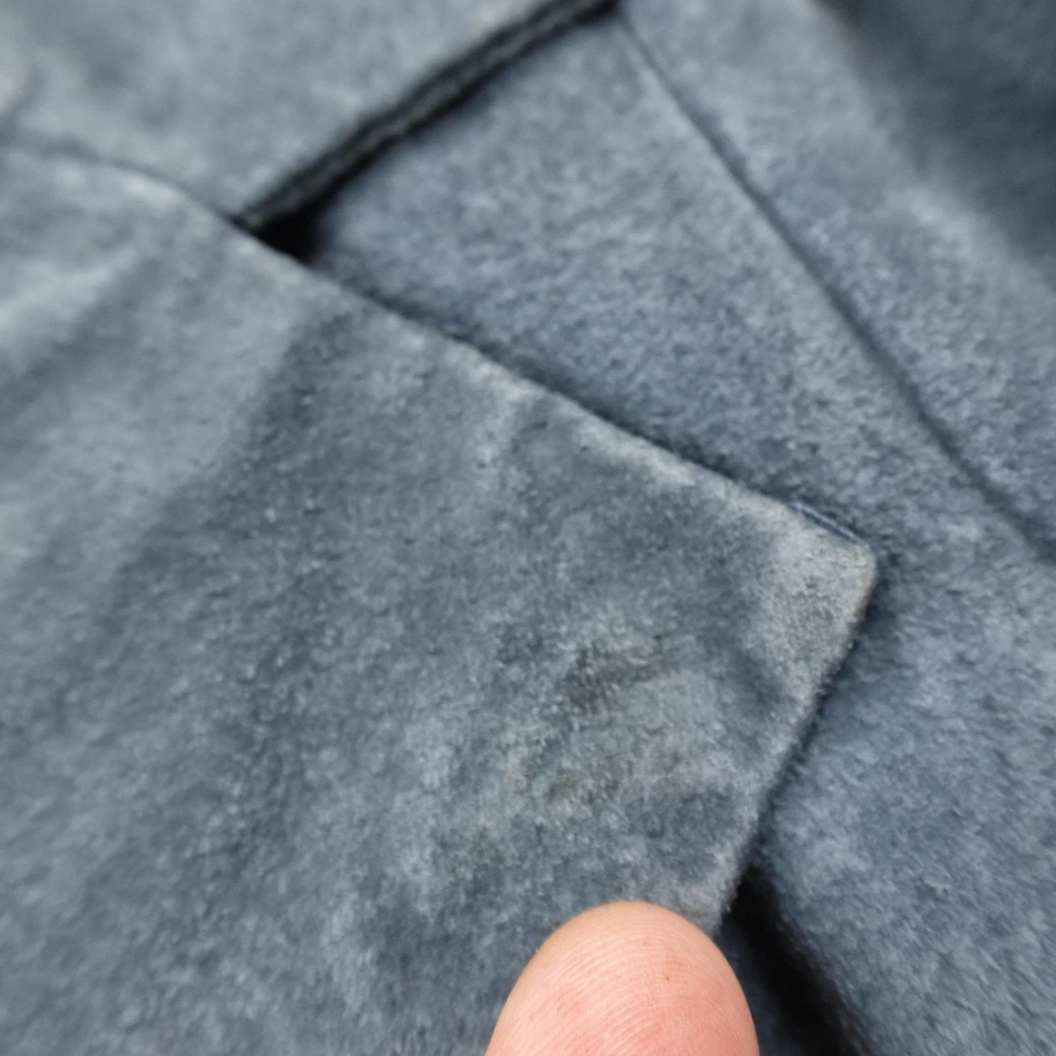 Chaqueta AMI de Colección Para Mujer L Azul Gamuza Cuero Botón Frontal Blazer Abrigo Deportivo Retro Foto 2 de 4