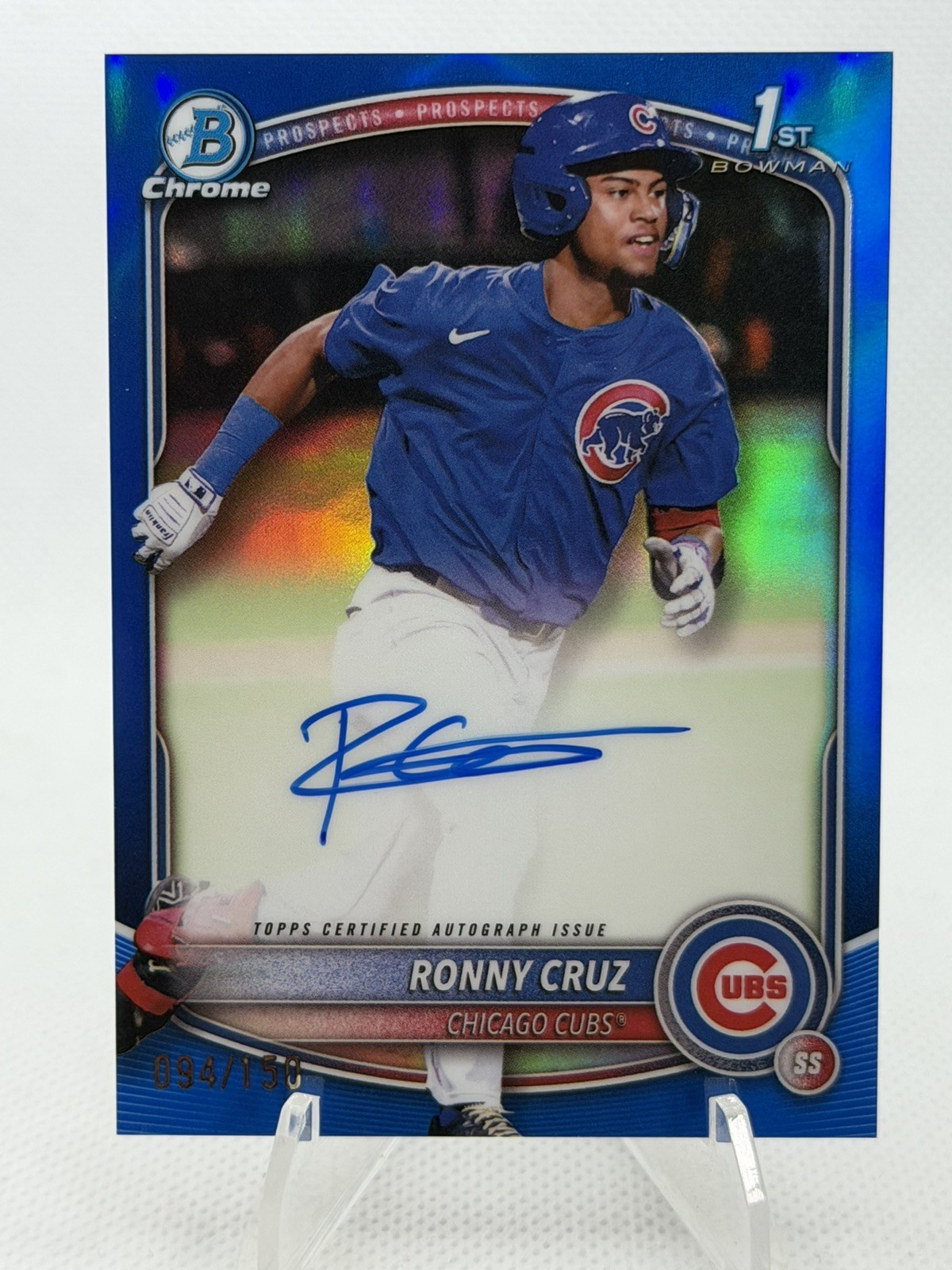 2025 Bowman Chrome RONNY CRUZ 1st TRUE BLUE REFRACTOR AUTO /150 CUBS NATIONALS
