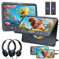 10.5'' Dual Screen Car DVD Player Headrest USB TV Monitor+Headset/Remote/Bracket