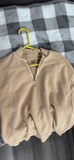 Wrangler Beige 1/4 Zip Mock Neck Long Sleeve Pullover Sweatshirt Men
