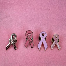 Lot Of 4 Vintage Pink Ribbon Breast Cancer Awareness Pins AstraZeneca